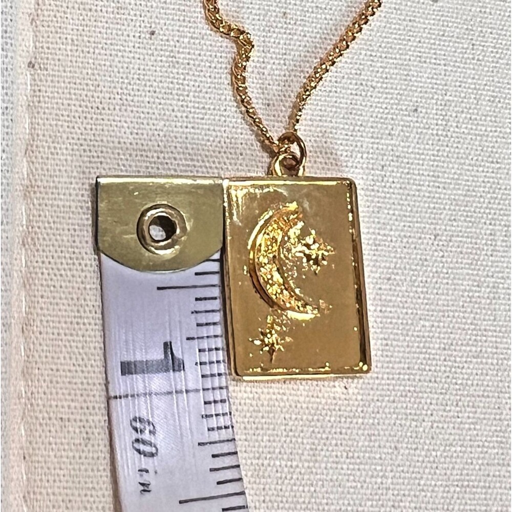24k Gold Plated Crescent Moon Star Pendant Necklace Celestial Witchy NIB Mayamar - Picture 10 of 11